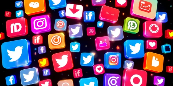 Social Platform News highlights social media trends with vibrant icons and dynamic visuals for